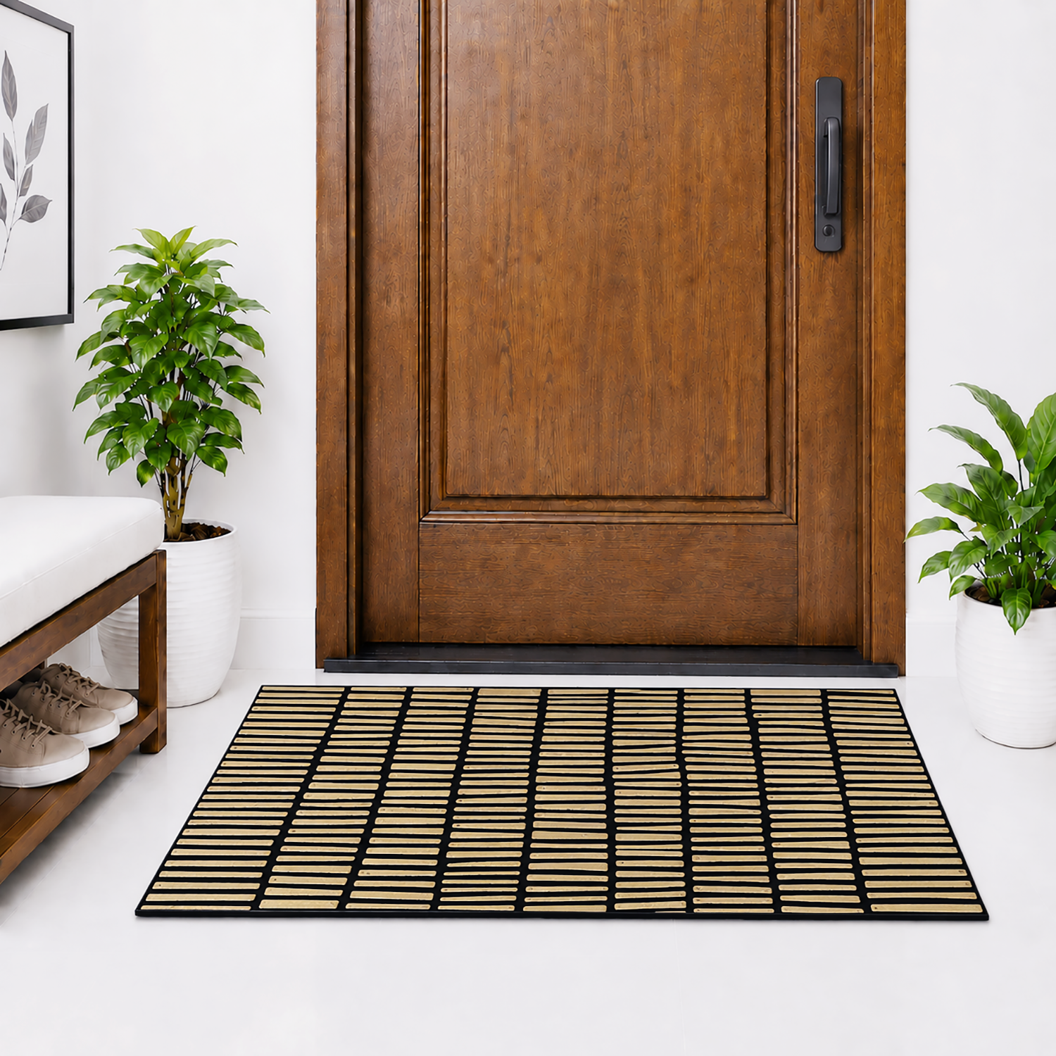 Rubber Door Mat Linear Textured ( 45x75 cm Golden )