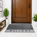 Rubber Door Mat Welcome Textured ( 45x75 cm Silver )