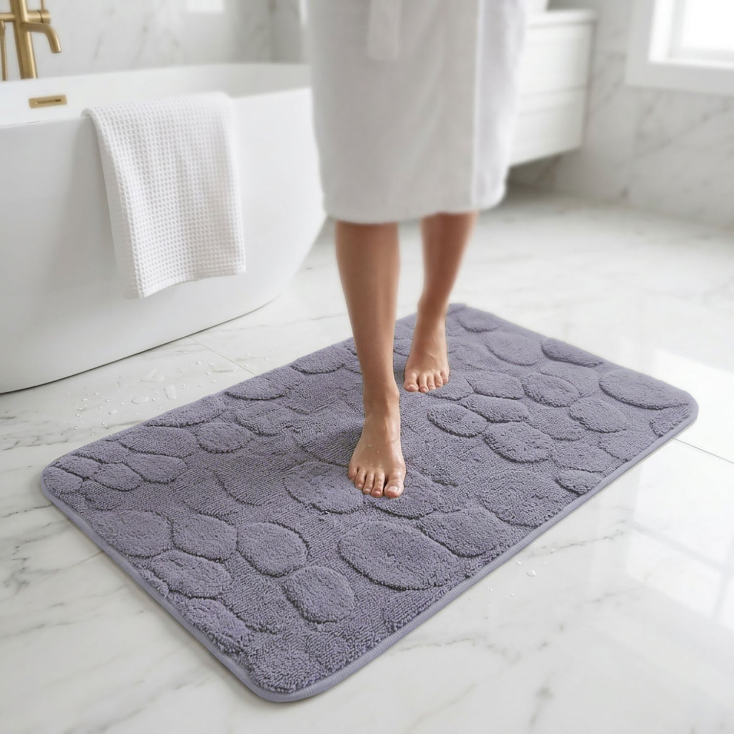 Moscow Stone Microfiber Bath Mat (38x58cm Purple)