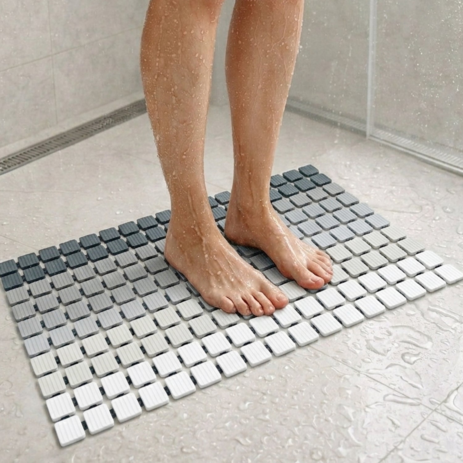 Plastic Shower Mat For Bathroom (36x68 Cm Grey )