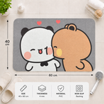 Rubber Bath Mat Anti Slip Quick Drying Soft Panda Bear Love ( Grey, 40x60 cm )