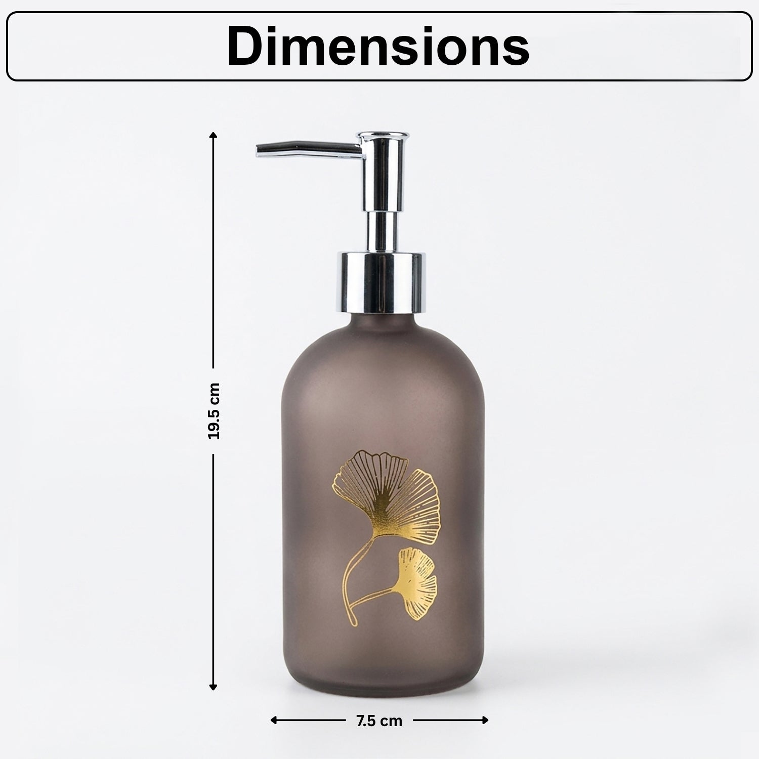 Flower Print Glass Soap Dispenser For Bathroom And Kitchen Sink ( 19.5x7.5 cm Brown )