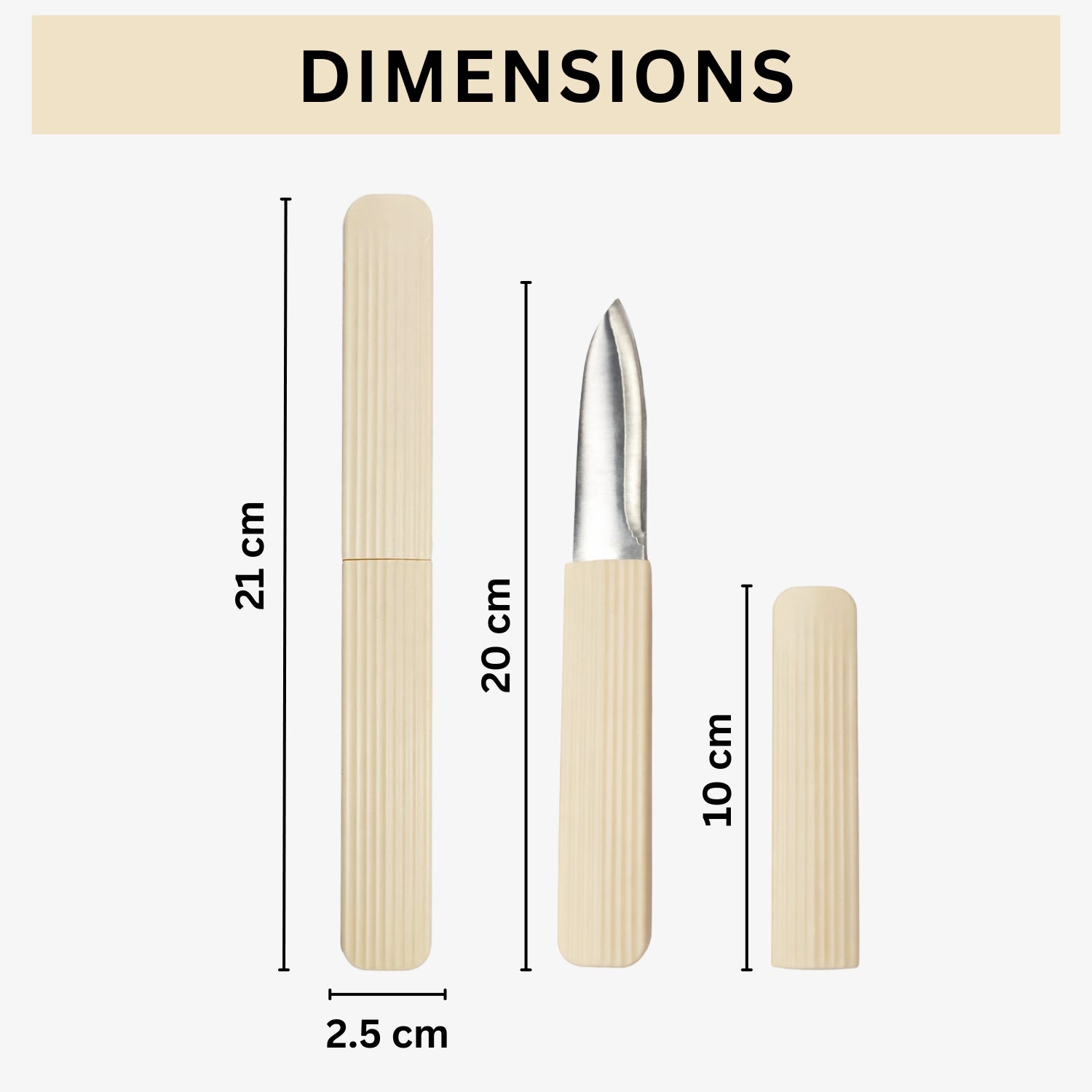 Knife For Kitchen Use Smooth Plastic With Stainless Steel Blade ( Cream 21.2.5 cm )