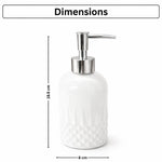 Diamond Cut Pattern Glass Soap Dispenser For Bathroom And Kitchen Sink ( 19.5x8 cm White )