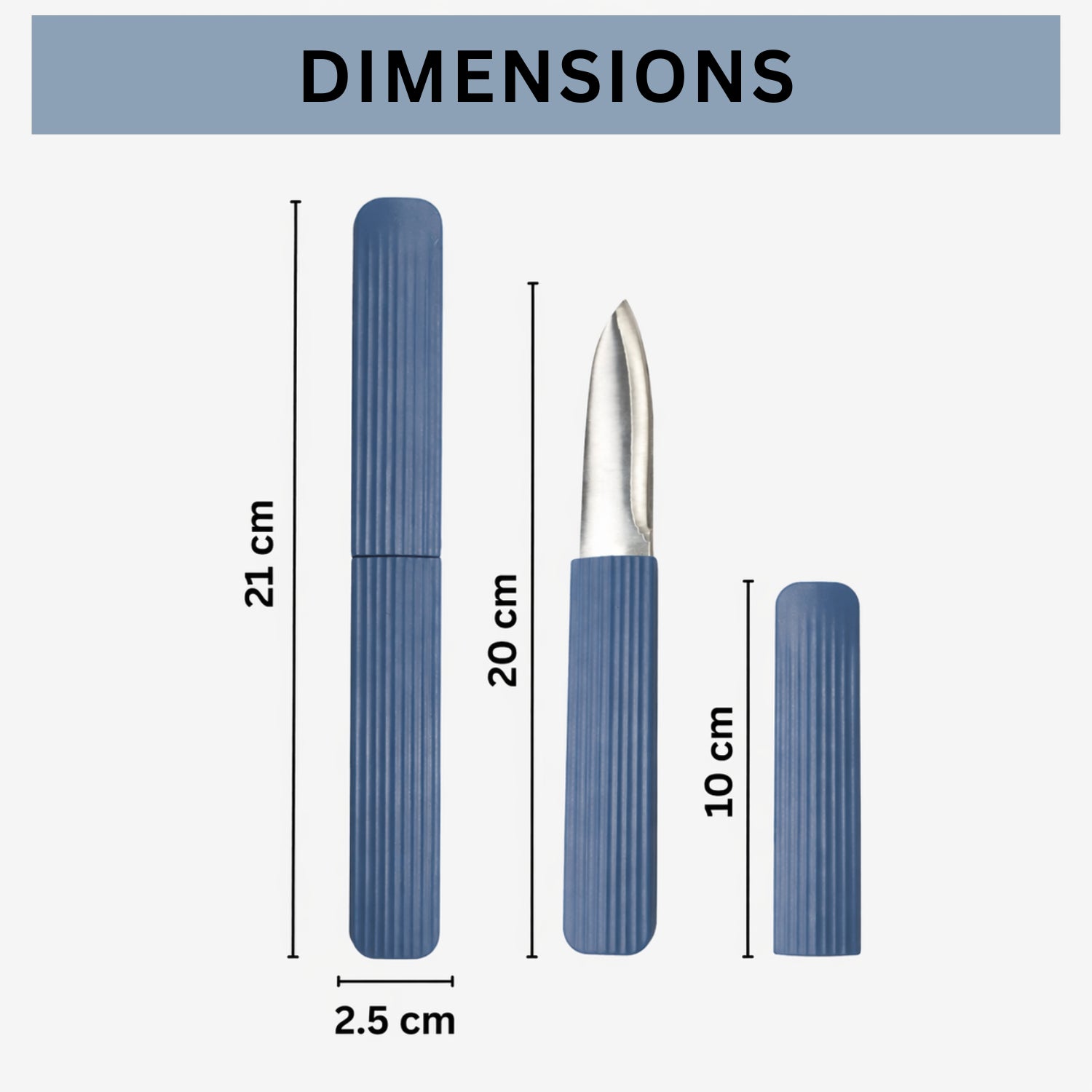 Knife For Kitchen Use Smooth Plastic With Stainless Steel ( Dark Blue 21.2.5 cm )