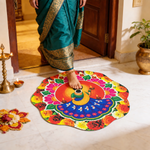 3D Rangoli Mats ( 58x58 cm, Blue )