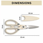 Multipurpose Kitchen Scissors Smooth Plastic Handle Heavy Duty Scissor ( Cream 9x21 cm )