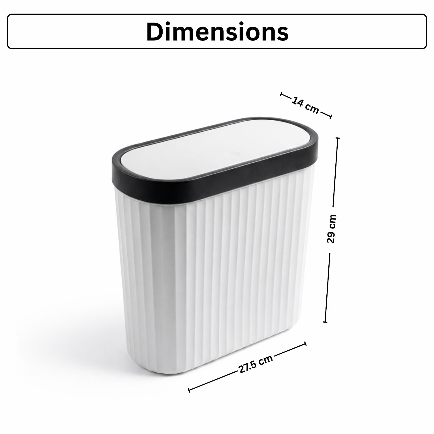 Portable Plastic Dustbin For Home And Kitchen (  27.5x14x29 cm, Grey )