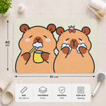 Rubber Bath Mat Anti Slip Quick Drying Soft Bear Self Care ( Beige, 40x60 cm )
