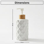 Faceted Pattern Glass Soap Dispenser For Bathroom And Kitchen Sink ( 17.5x7.5 cm White)