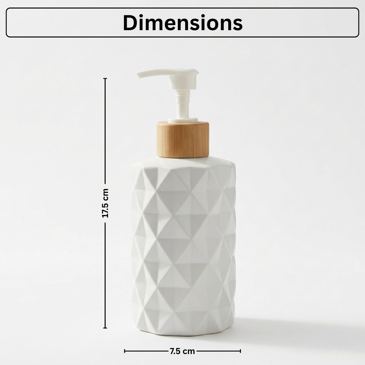 Faceted Pattern Glass Soap Dispenser For Bathroom And Kitchen Sink ( 17.5x7.5 cm White)