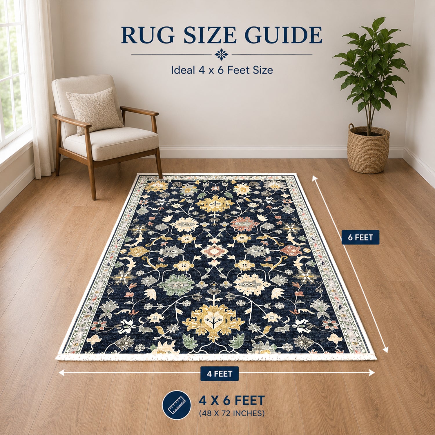 Riyasat Printed Carpet For Home And Office ( 4x6 ft, Midnight Floor )