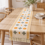 Table Runner with Tassels - Cotton 13.5 x 51 Inch, Sunburst Flower