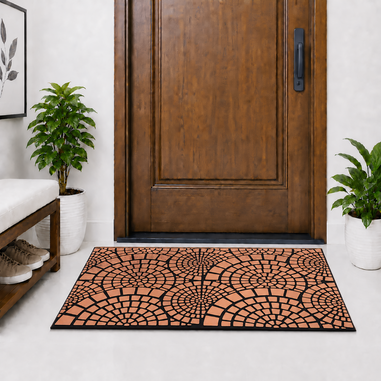 Rubber Door Mat Mosaic Textured ( 45x75 cm Copper )