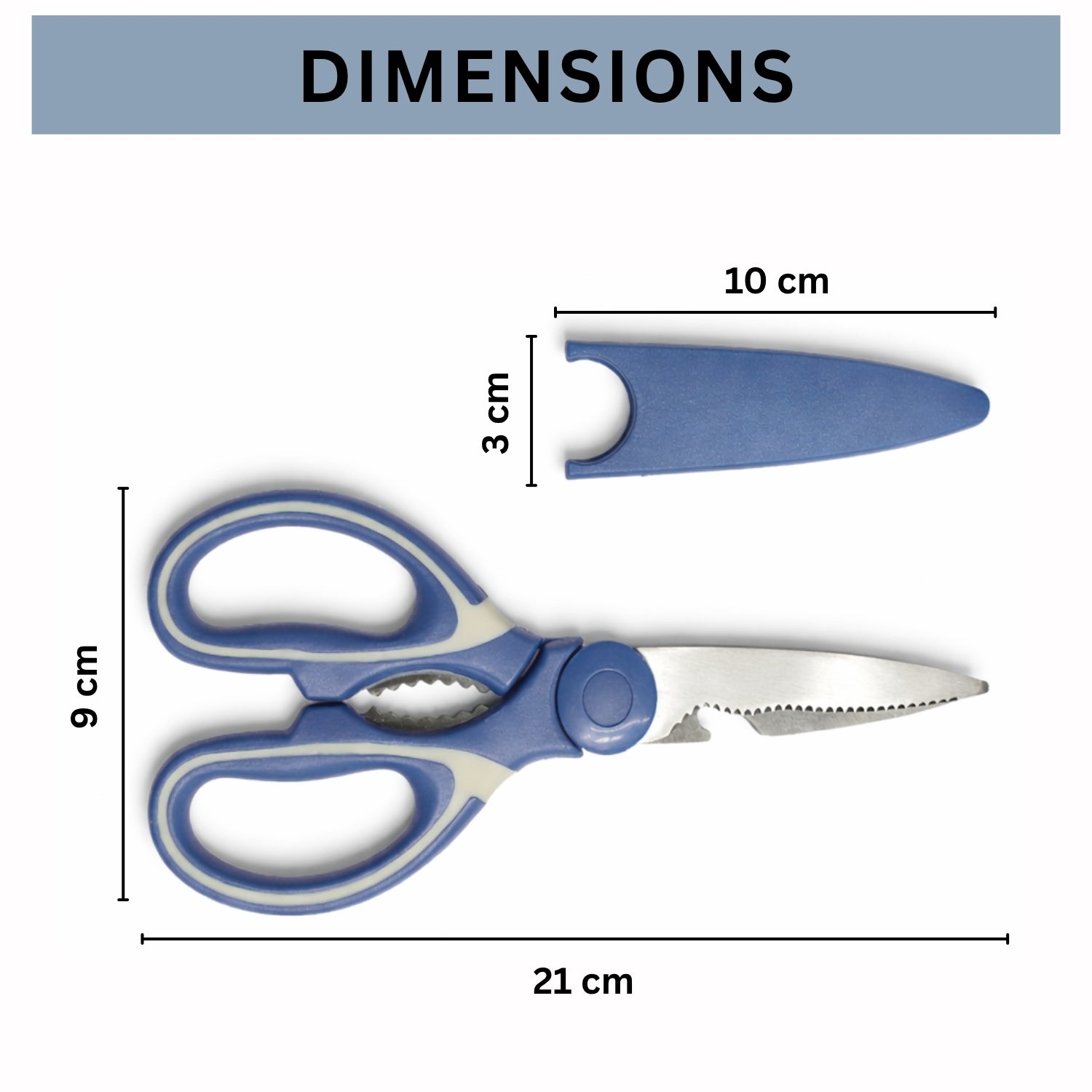 Multipurpose Kitchen Scissors Smooth Plastic Handle Heavy Duty ( Dark Blue 9x21 cm )