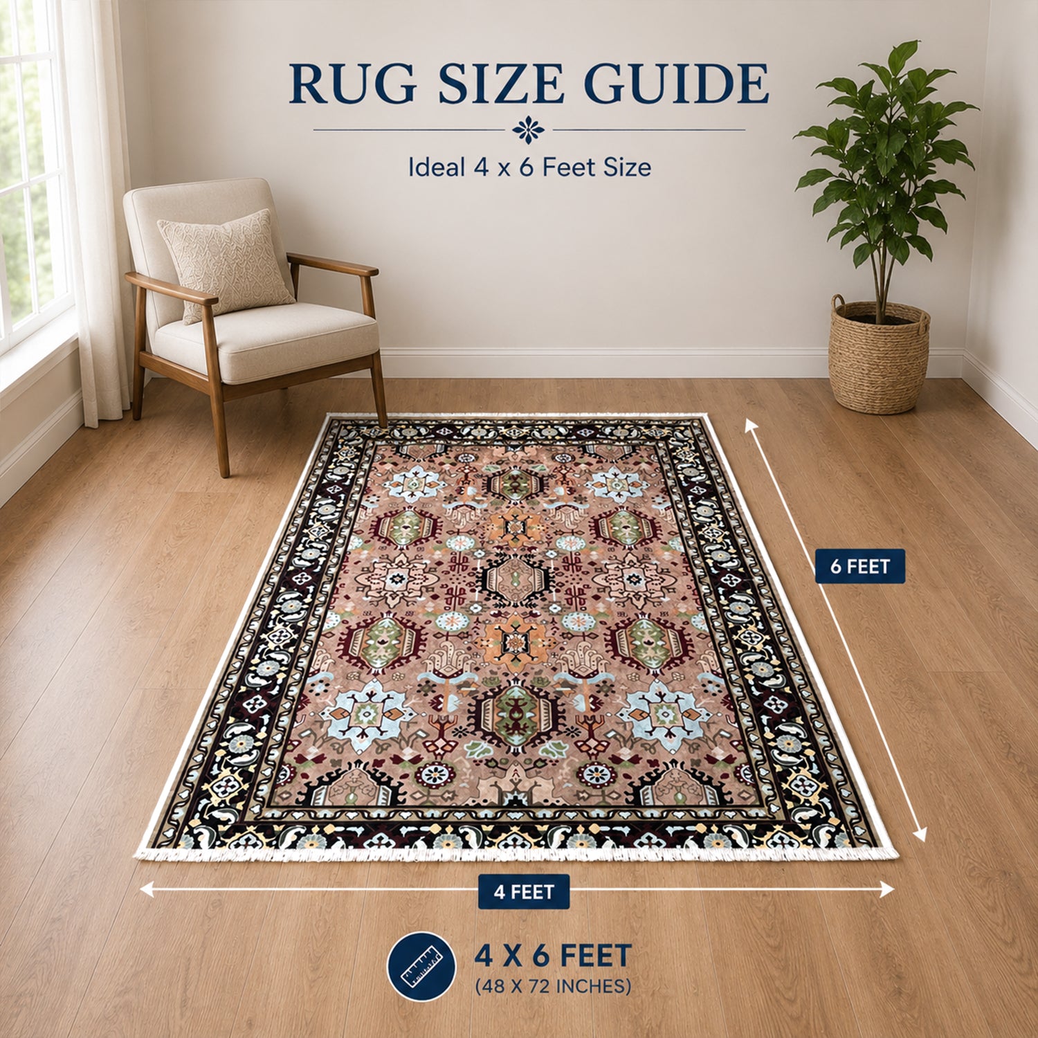Riyasat Printed Carpet For Home And Office ( 4x6 ft, Peach Vintage )