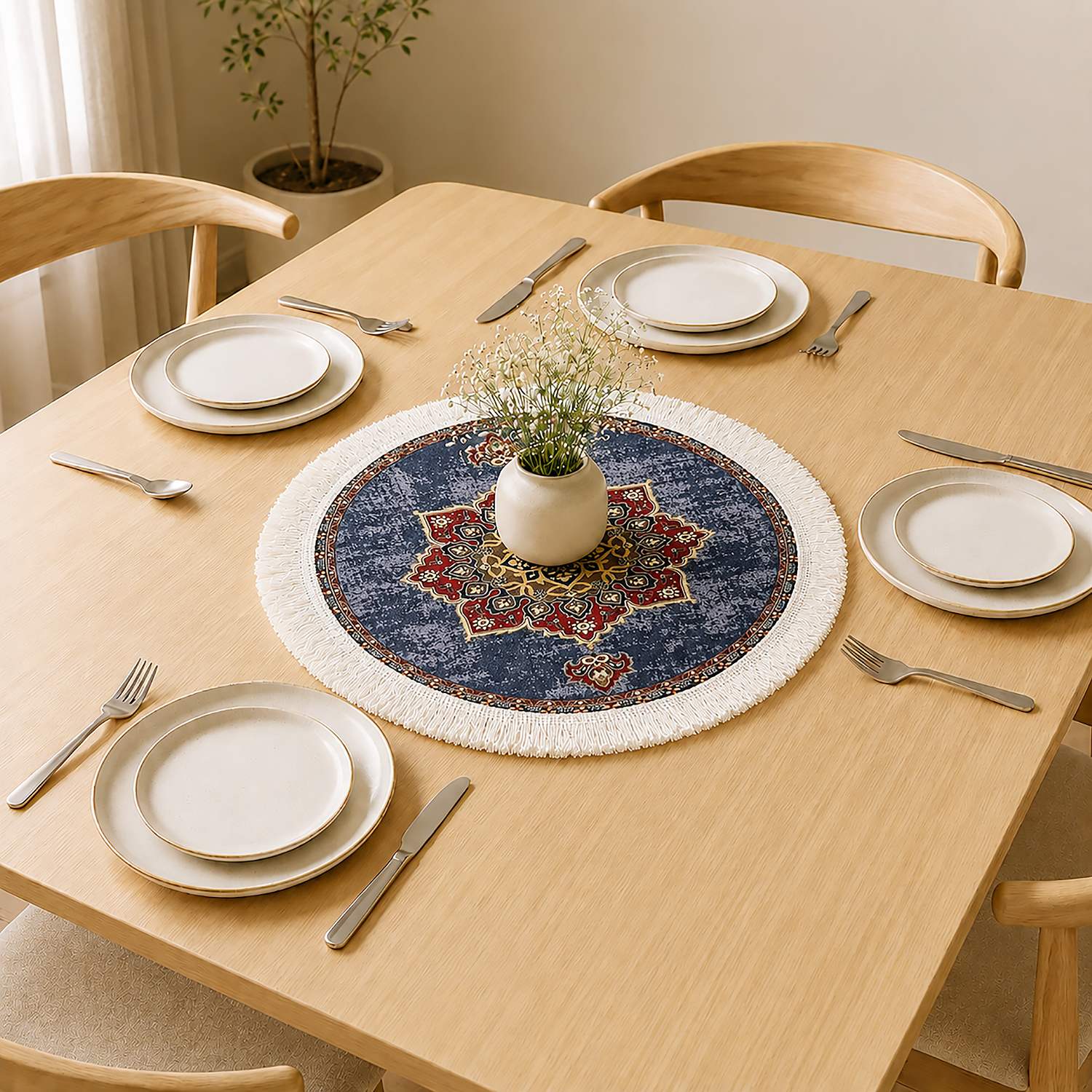 Royal Medallion Dining Table Mats ( 36x36cm, Multicolor, Set Of 2 )