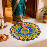 3D Rangoli Mats ( 56x59 cm, Multi )