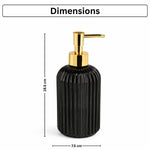 Vertical Ribber Pattern Glass Soap Dispenser For Bathroom And Kitchen Sink ( 19.5x7.5 cm Black )