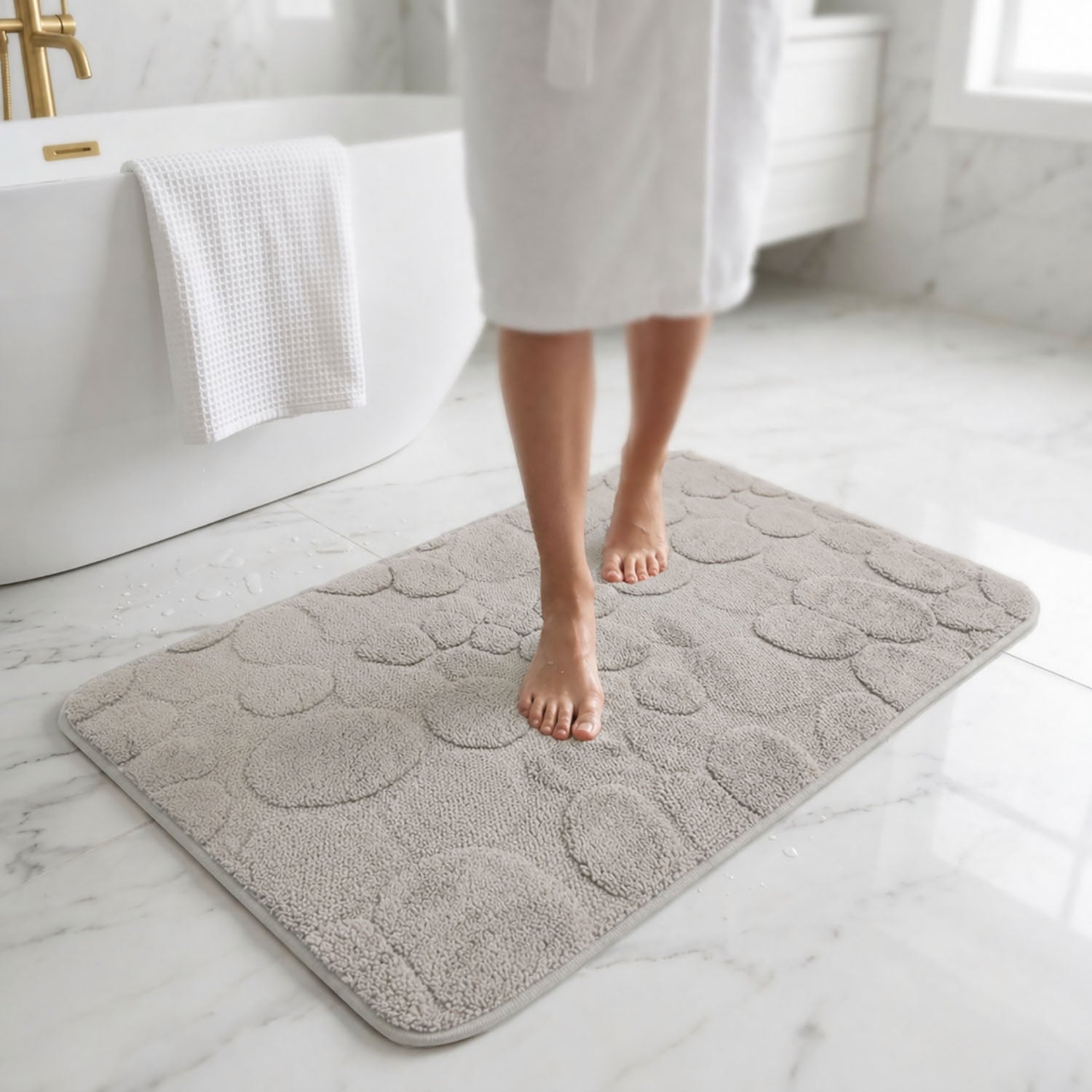 Moscow Stone Microfiber Bath Mat (38x58cm Taupe)