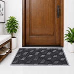 Rubber Door Mat Geometric Textured ( 45x75 cm Silver )