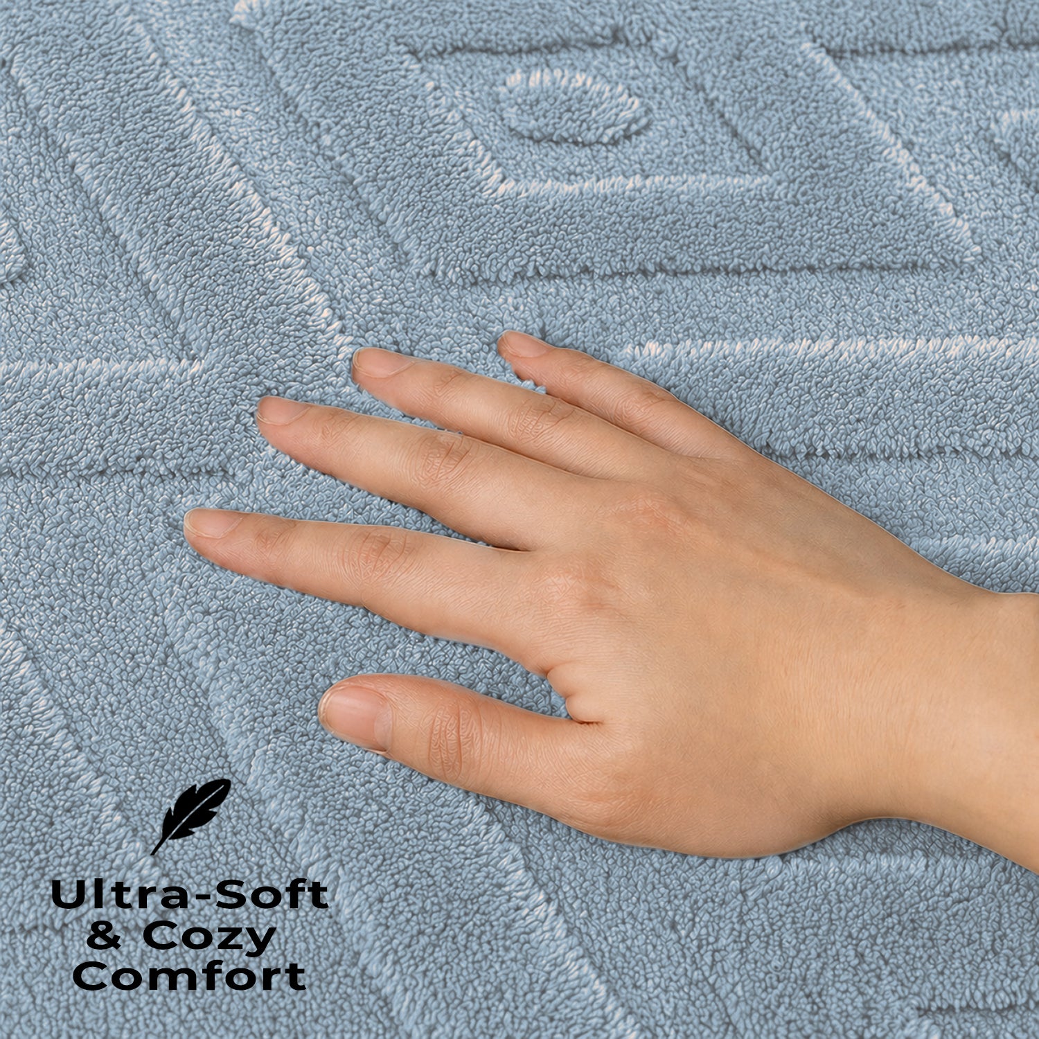 Bahrain Intersect Microfiber Bath Mat (40x58cm Blue)