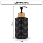 Faceted Pattern Glass Soap Dispenser For Bathroom And Kitchen Sink ( 17.5x7.5 cm Black )