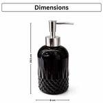 Diamond Cut Pattern Glass Soap Dispenser For Bathroom And Kitchen Sink ( 19.5x8 cm Black )