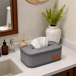 Bamboo Napkin Box Tissue Holder ( Light Purple, 24x14x9 cm )