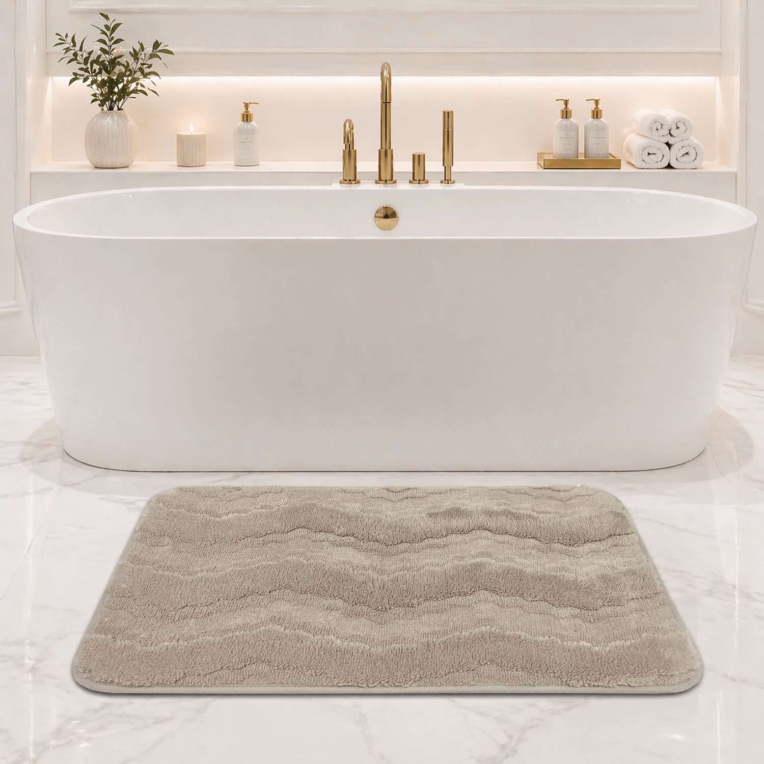 Moscow ZigZag Wave Microfiber Bath  (38x58cm Cream)