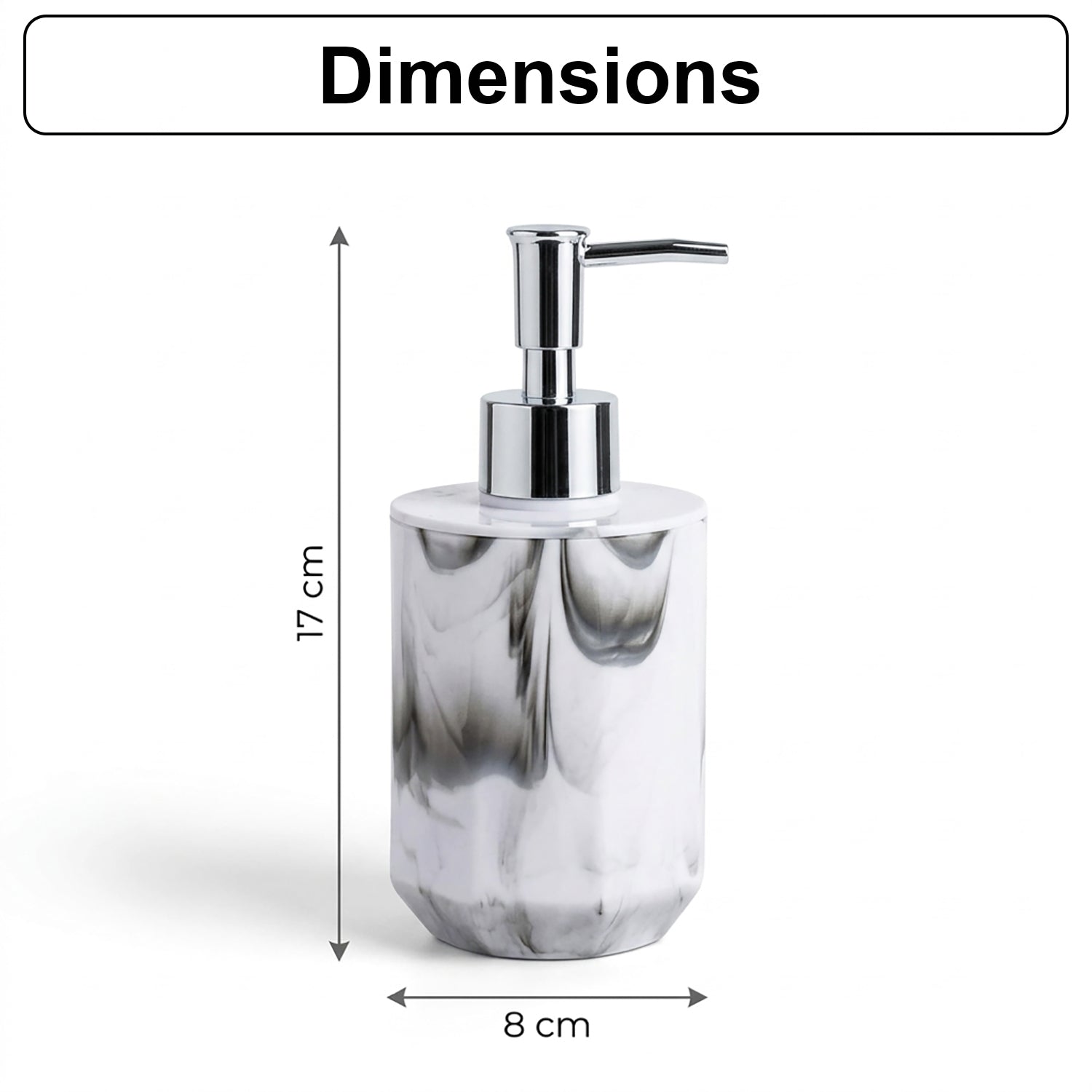 Marble Pattern Plastic Soap Dispenser For Bathroom And Kitchen Sink ( 17x8 cm White )