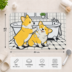 Rubber Bath Mat Anti Slip Quick Drying Soft Corgi Spa ( White & Yellow, 40x60 cm )