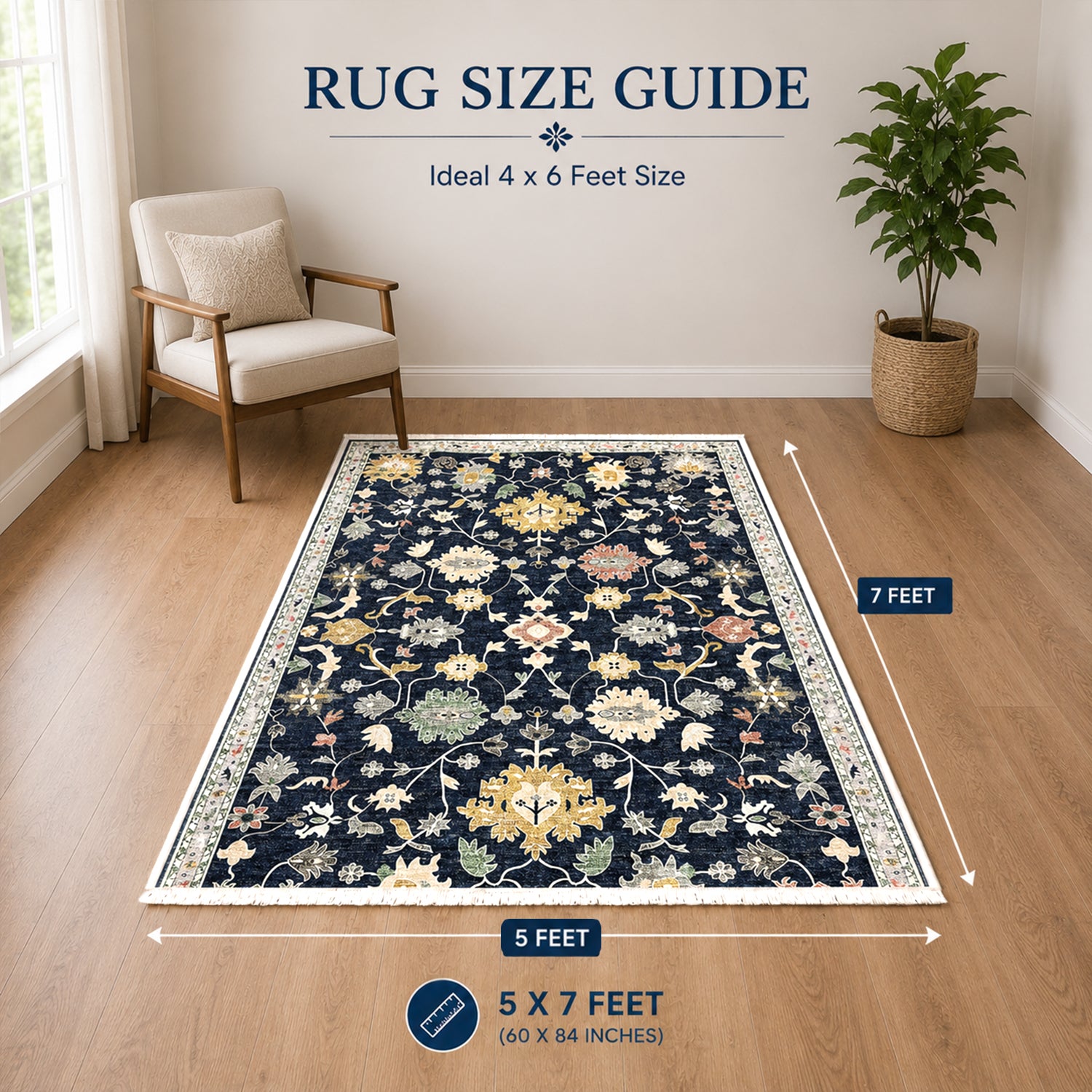 Riyasat Printed Carpet For Home And Office ( 5x7 ft, Midnight Floor )