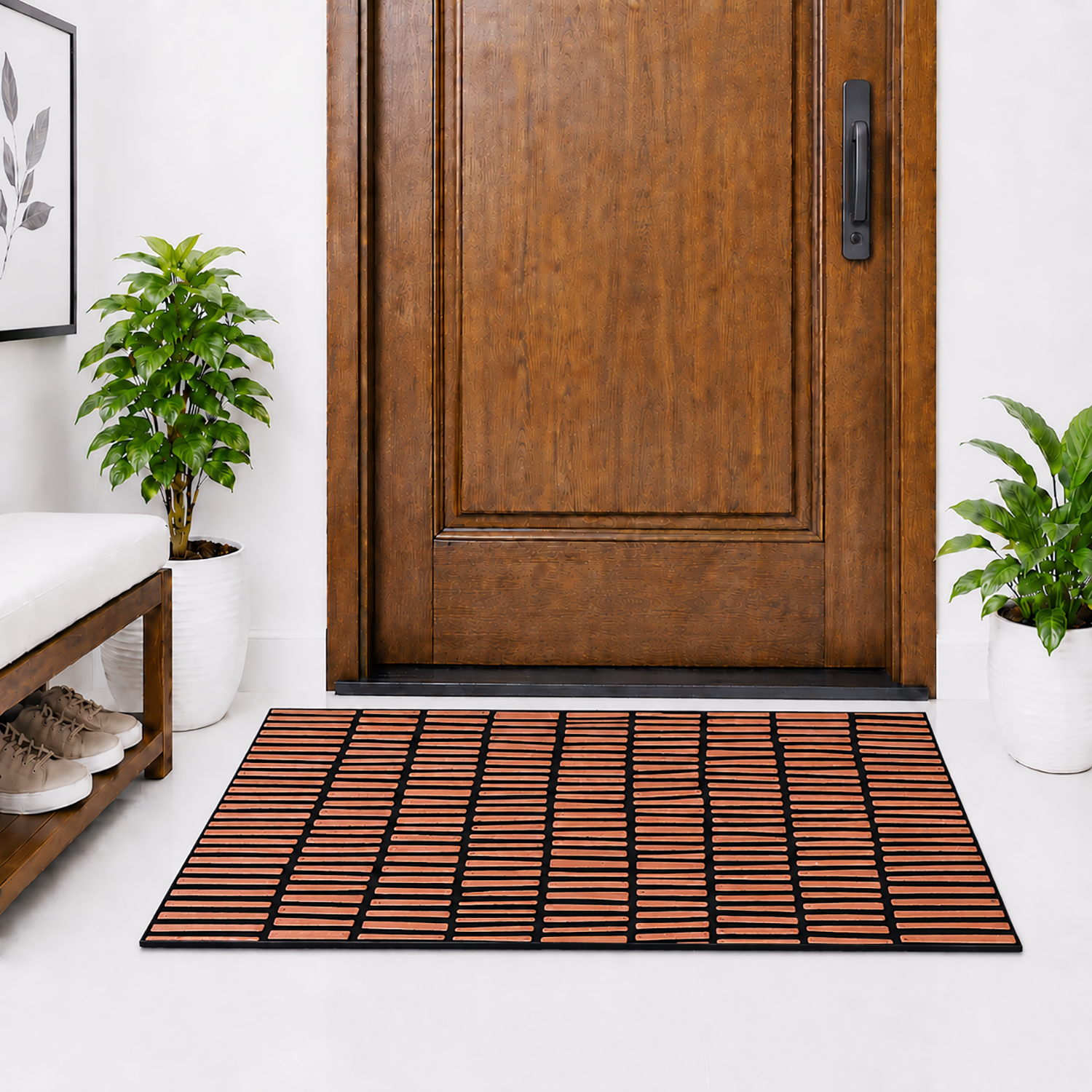Rubber Door Mat Linear Textured ( 45x75 cm Copper )