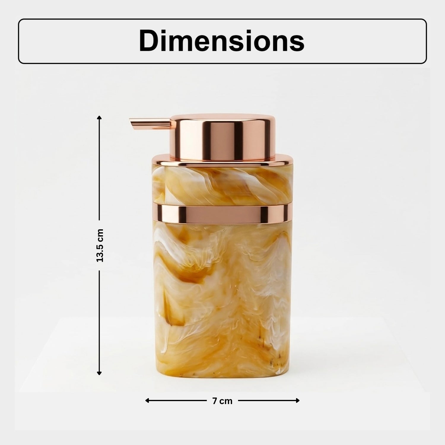 Marble Pattern Plastic Soap Dispenser For Bathroom And Kitchen Sink  ( 13.5x7 cm Yellow )