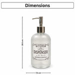 Kitchen Dispenser Print Glass Soap Dispenser For Bathroom And Kitchen Sink Leak ( 19.5x7.5 cm White )
