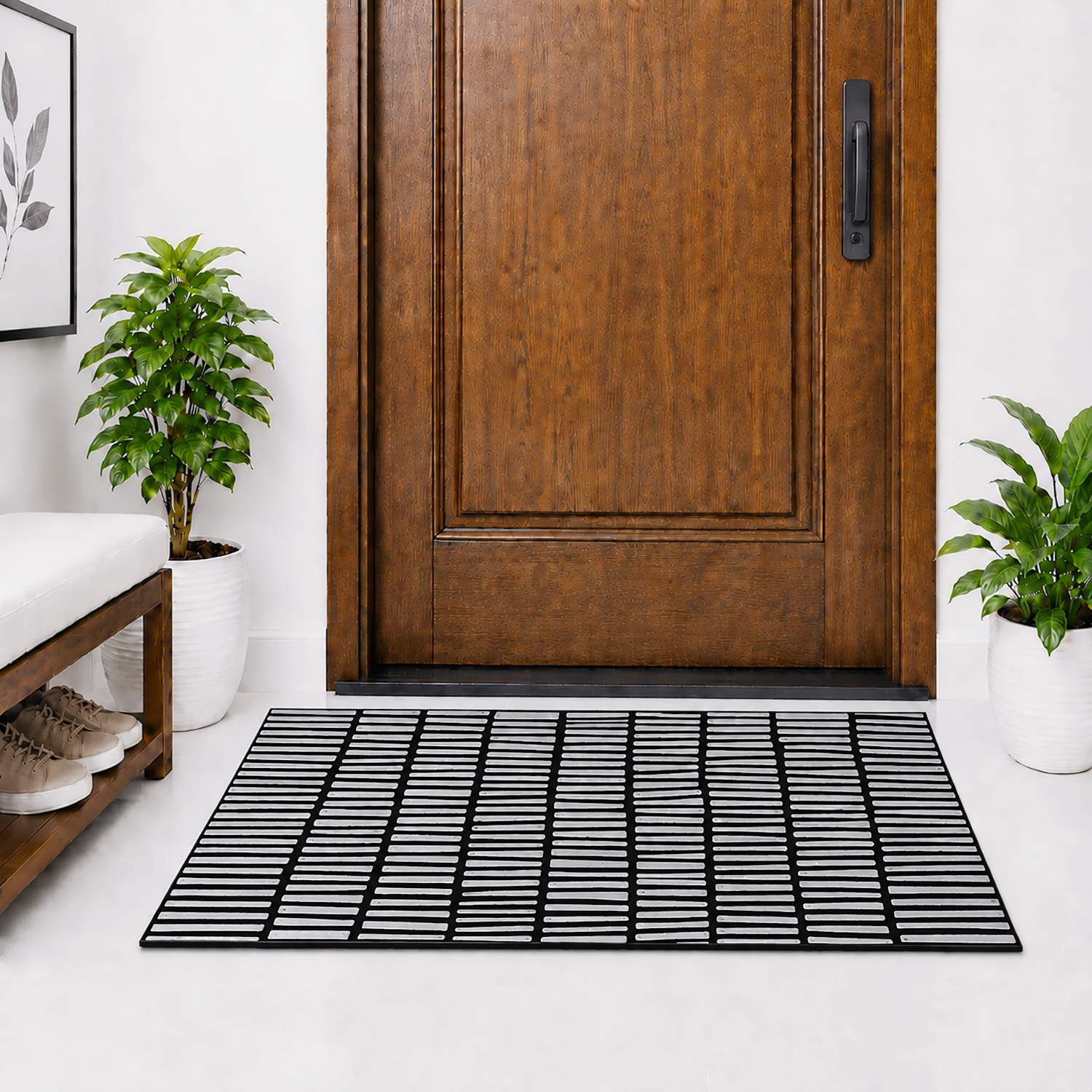 Rubber Door Mat Linear Textured ( 45x75 cm Silver )