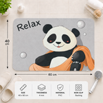 Rubber Bath Mat Anti Slip Quick Drying Soft Relaxing Panda ( Grey, 40x60 cm )