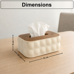 Plastic Tissue Dispenser with Wooden Grain Lid  (White, 21x13x9 cm)