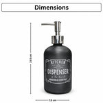 Kitchen Dispenser Print Glass Soap Dispenser For Bathroom And Kitchen Sink Leak ( 19.5x7.5 cm Black )