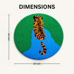 Premium Wool Tufted Tiger Pattern Rug Unique Design Mat For Room And Wall Decor Home Living Space 61x61 cm