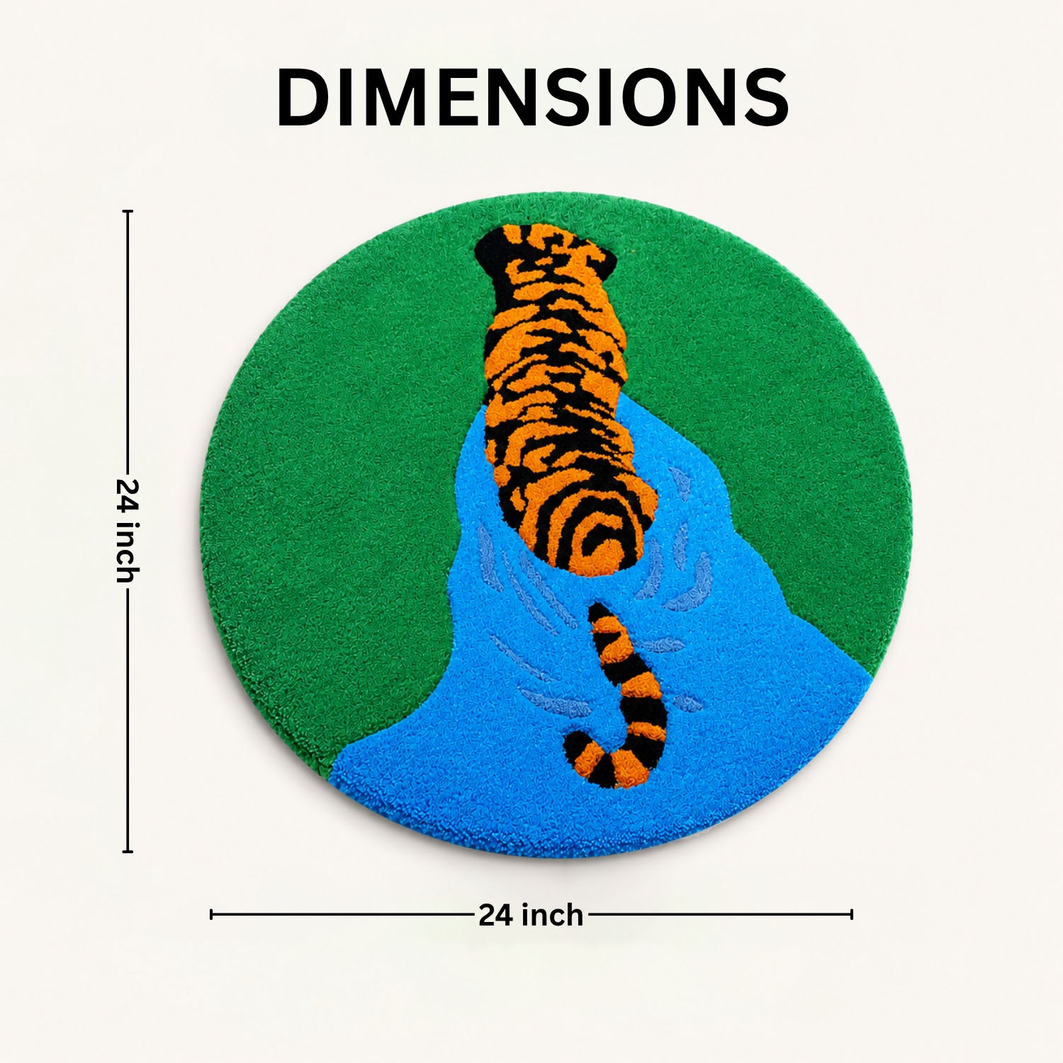 Premium Wool Tufted Tiger Pattern Rug Unique Design Mat For Room And Wall Decor Home Living Space 61x61 cm