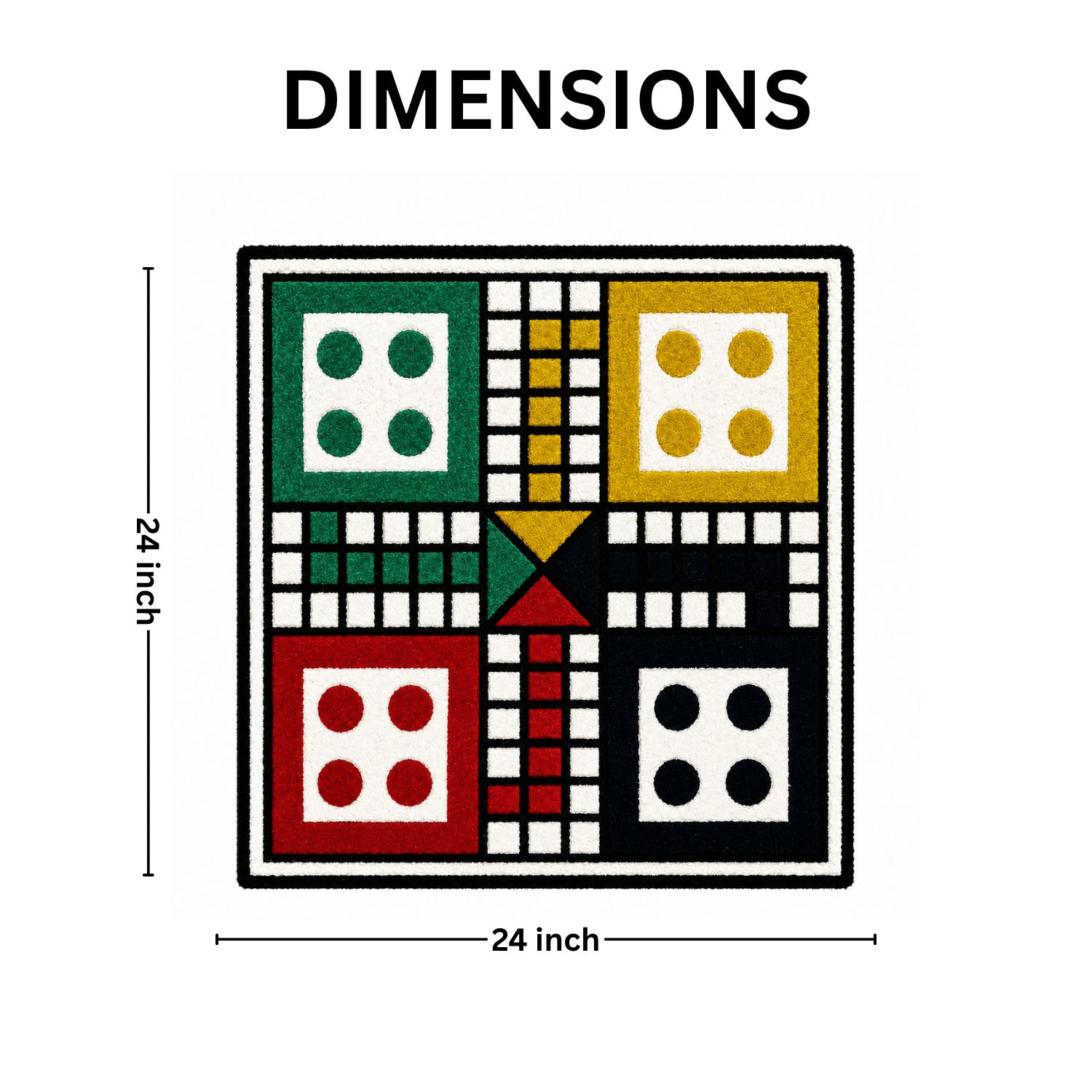 Wool Rug Ludo Board Game Pattern Unique Floor And Wall Mat  61x61 cm Multicolor