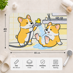 Rubber Bath Mat Anti Slip Quick Drying Soft Corgi Shower ( Yellow & Cream, 40x60 cm )