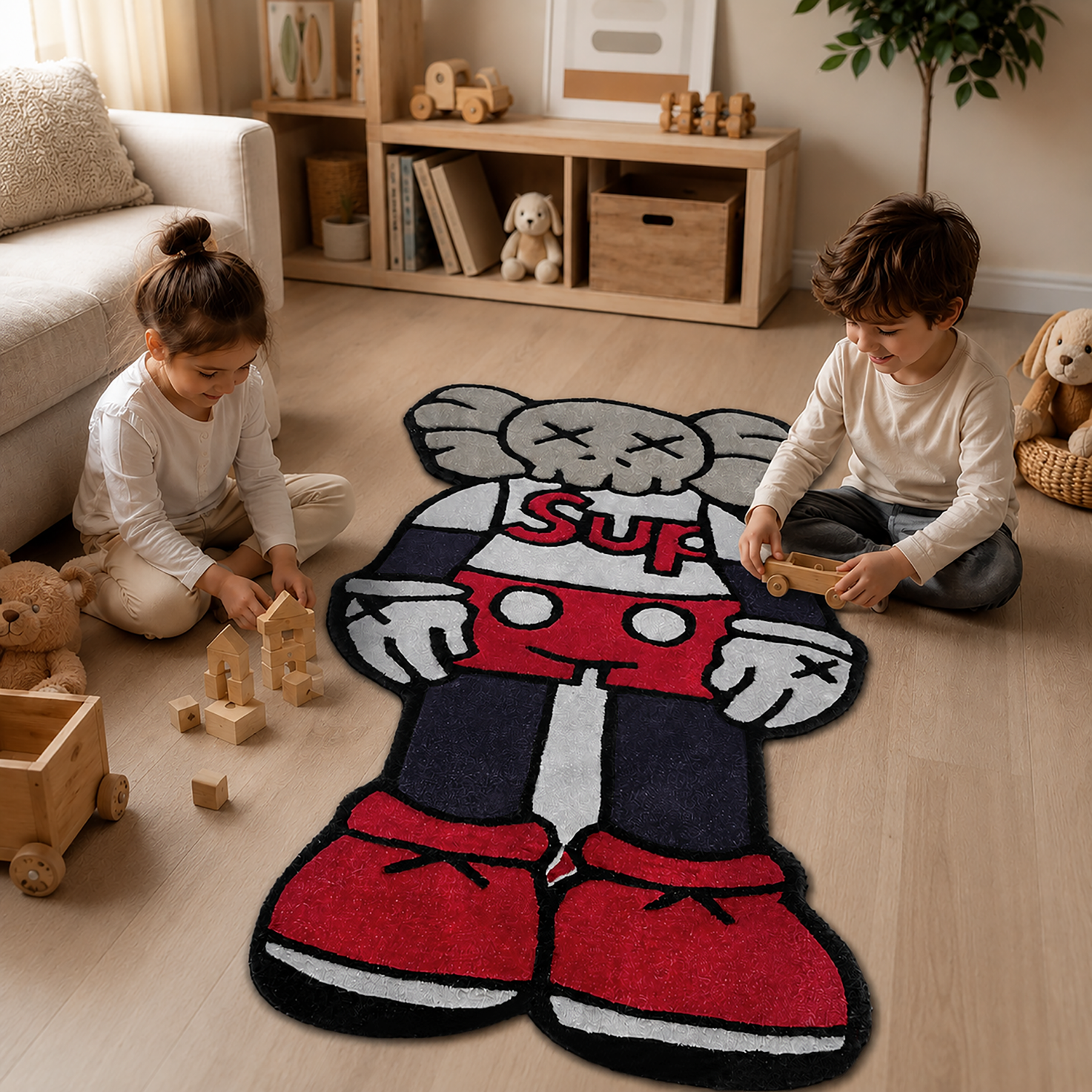 Wool Rug Elephant Desing For Floor and Wall Carpet