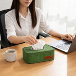 Bamboo Napkin Box Tissue Holder ( Green, 24x14x9 cm )
