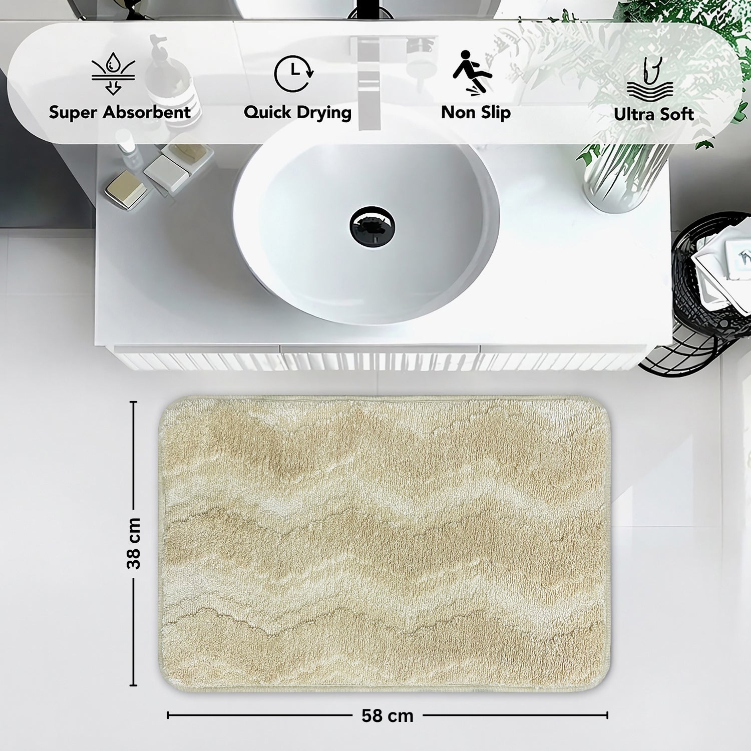Moscow ZigZag Wave Microfiber Bath  (38x58cm Gold)