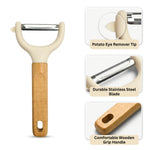 Wooden Peeler For Vegetables And Fruits Plain ( 16x7.5cm Beige )
