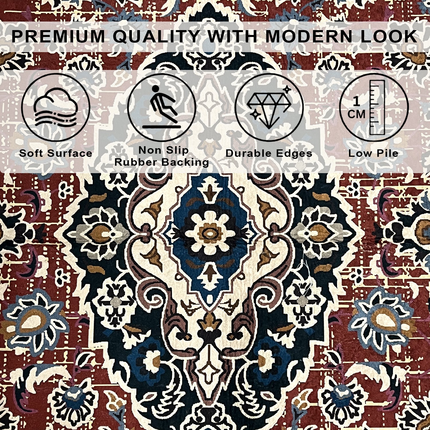 Riyasat Printed Carpet For Home And Office ( 4x6 ft,Royal Red )