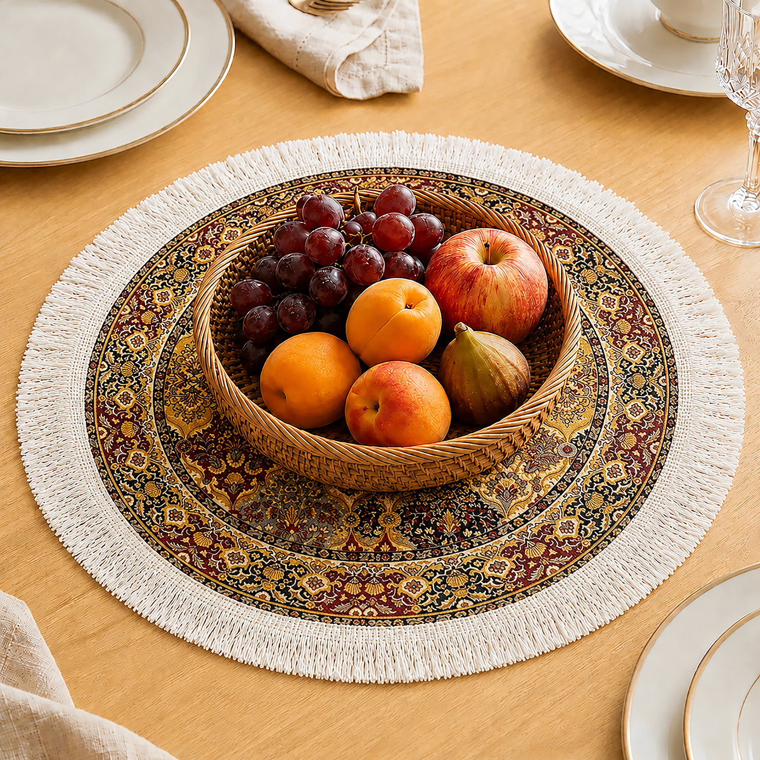 Sapphire Medallion Dining Table Mats ( 36x36cm, Multicolor, Set Of 2 )